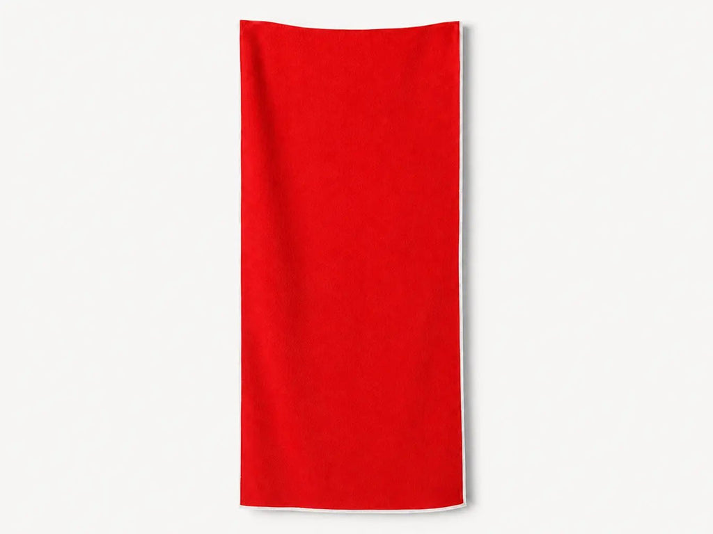 Red towel on a white background